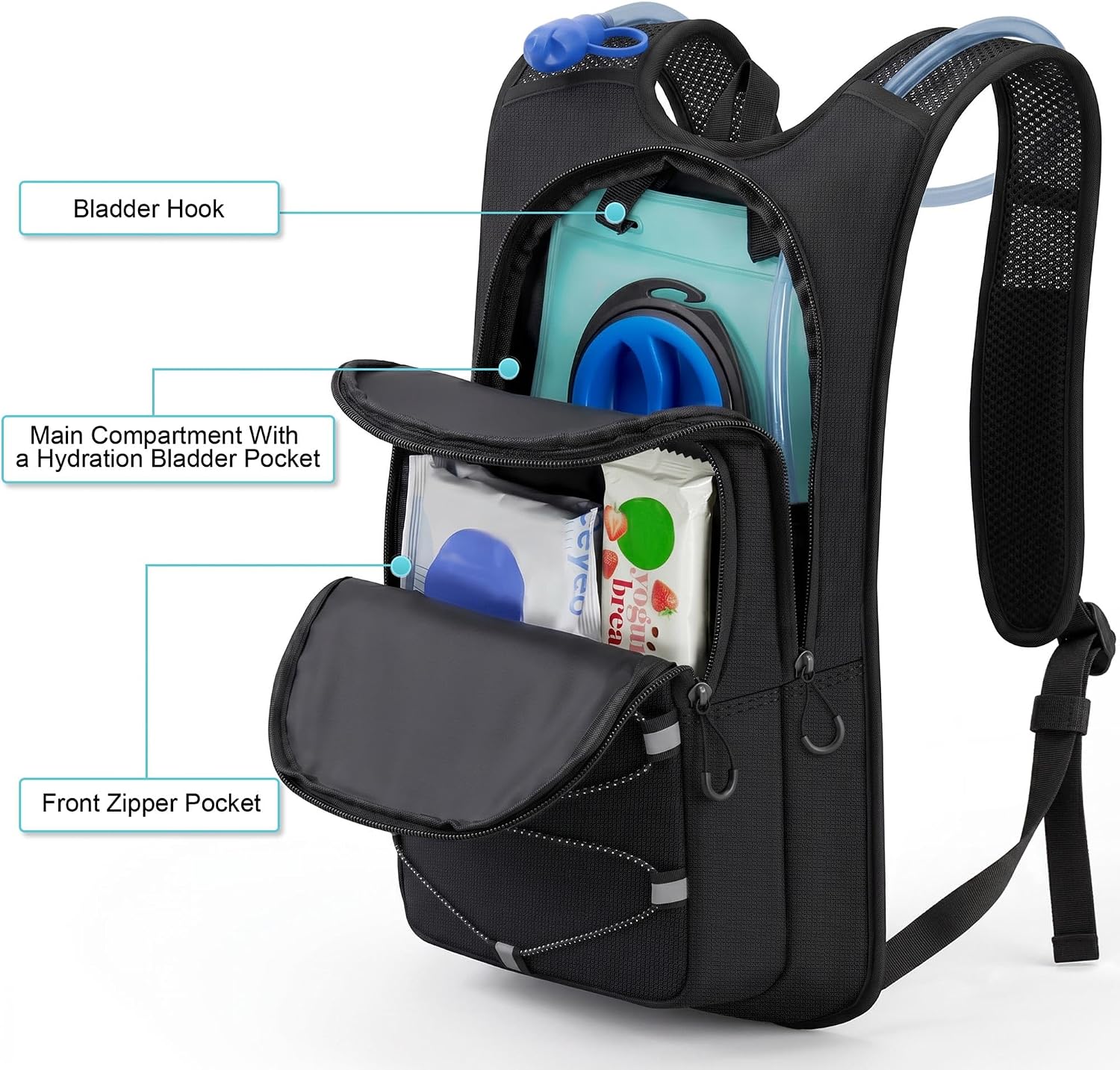 MIYCOO Hydration Backpack - Hiking Water Backpack with 2L Water Bladder | Running Hydration Vest Backpack for Men Women, Lightweight Hydration Pack for Hiking, Cycling, Climbing - Image 2