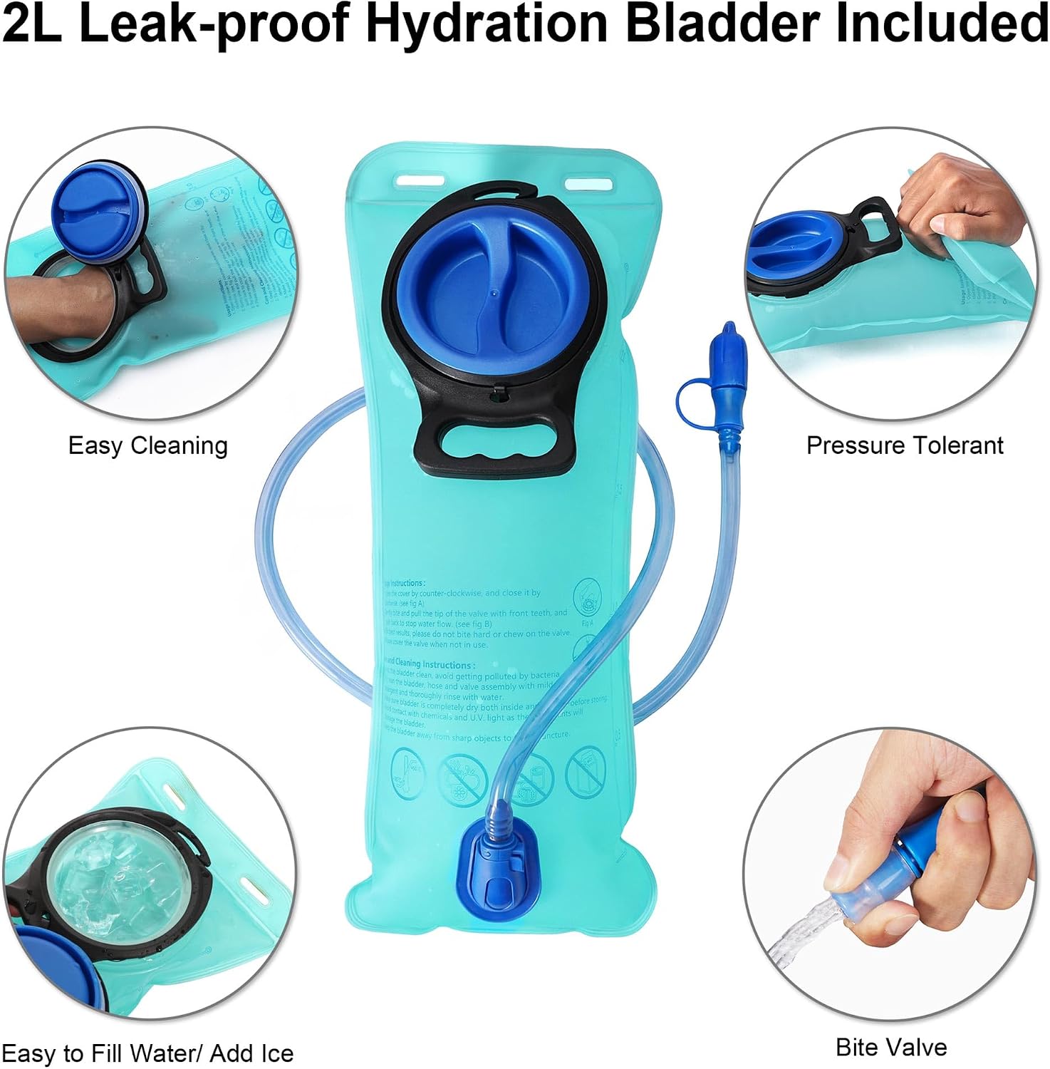 MIYCOO Hydration Backpack - Hiking Water Backpack with 2L Water Bladder | Running Hydration Vest Backpack for Men Women, Lightweight Hydration Pack for Hiking, Cycling, Climbing - Image 3
