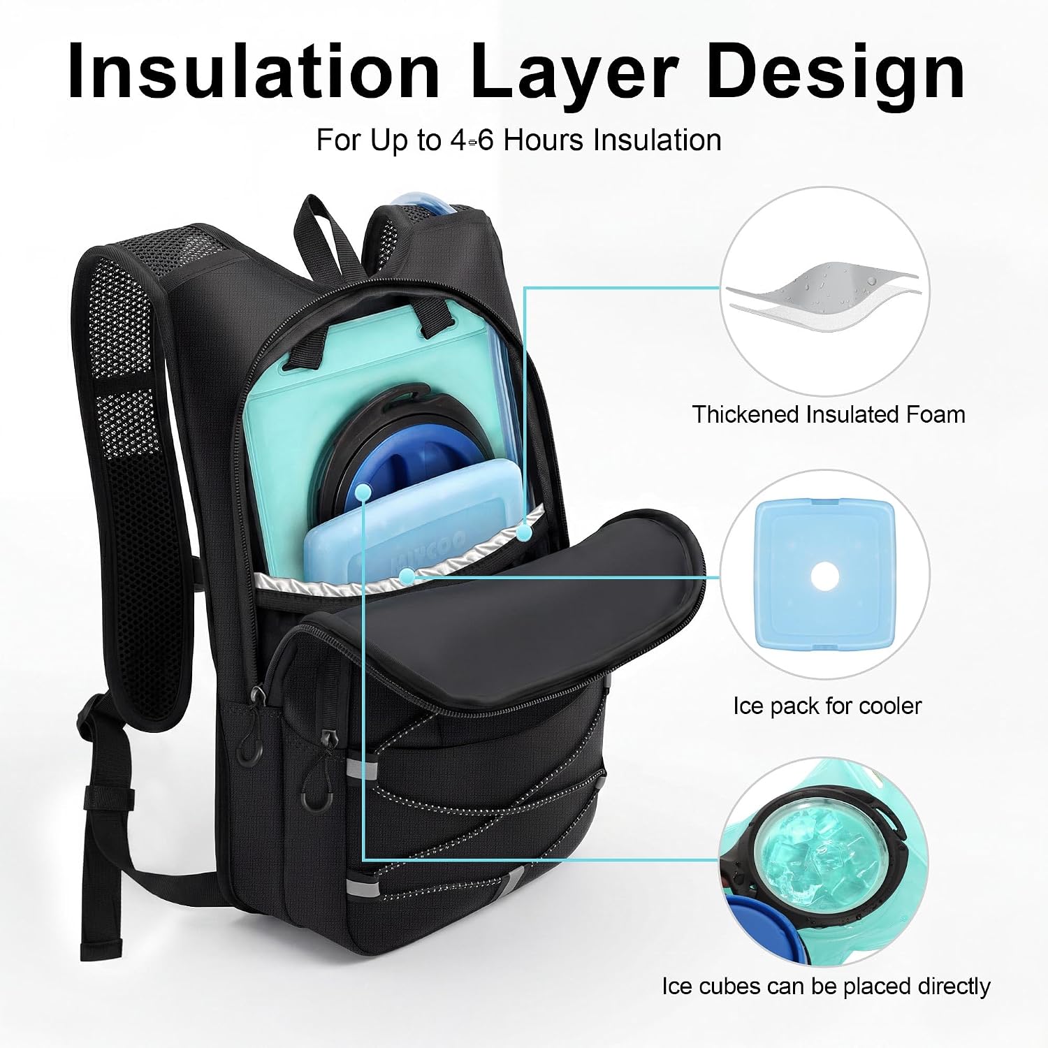 MIYCOO Hydration Backpack - Hiking Water Backpack with 2L Water Bladder | Running Hydration Vest Backpack for Men Women, Lightweight Hydration Pack for Hiking, Cycling, Climbing - Image 4