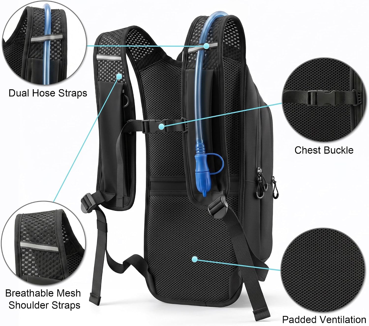 MIYCOO Hydration Backpack - Hiking Water Backpack with 2L Water Bladder | Running Hydration Vest Backpack for Men Women, Lightweight Hydration Pack for Hiking, Cycling, Climbing - Image 5