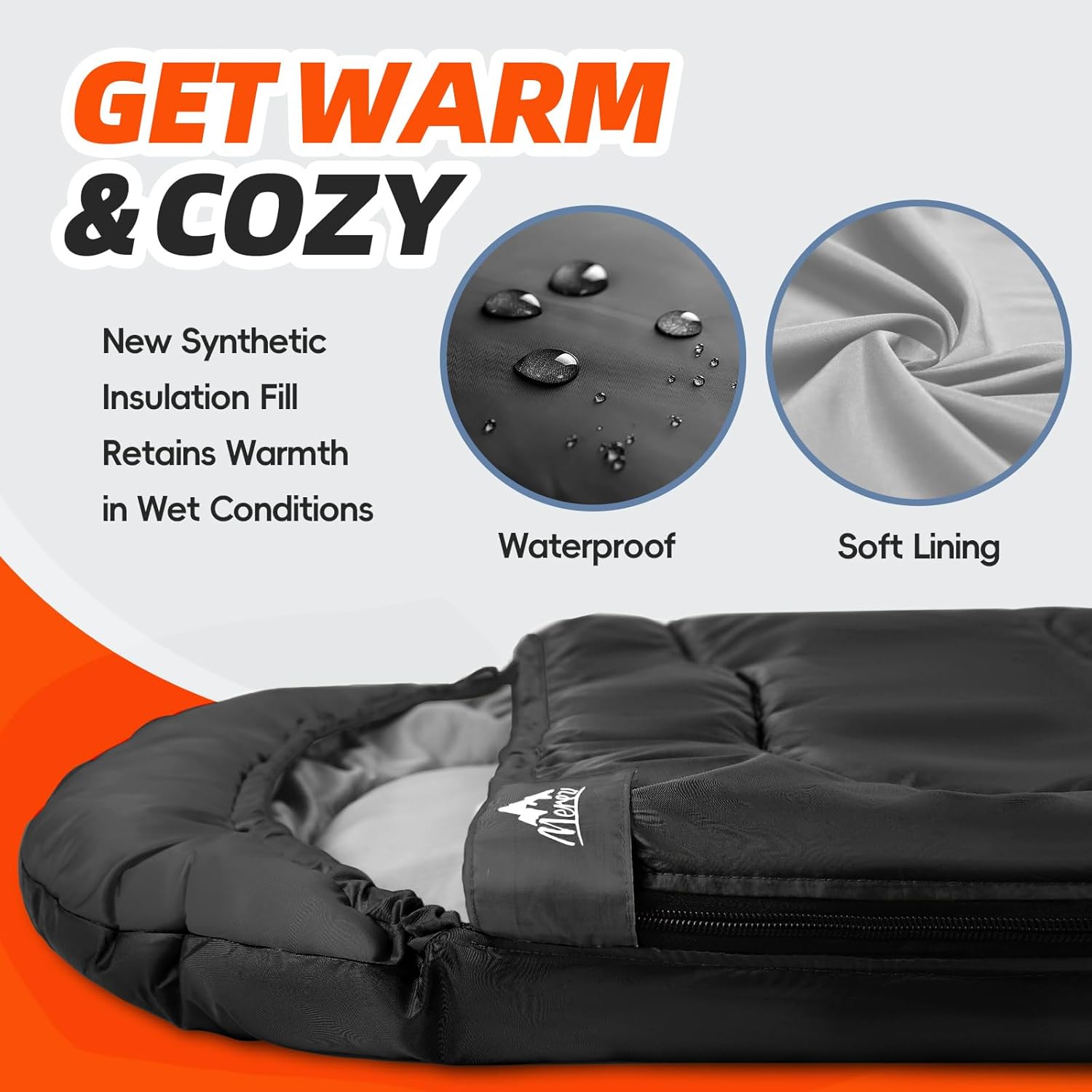 MEREZA Sleeping Bags XL for Adults Mens Large Wide Sleeping Bag for Camping - Image 3